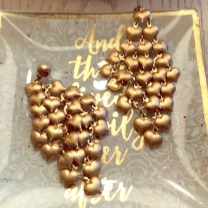 Gold heart shaped chandelier earrings